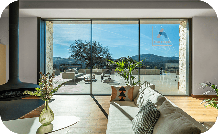 Baie coulissante aluminium Cortizo COR Vision sur mesure