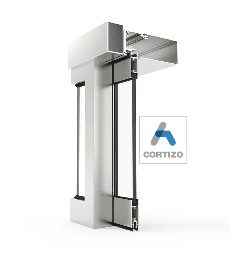 Porte automatique coulissante aluminium Cortizo sur mesure