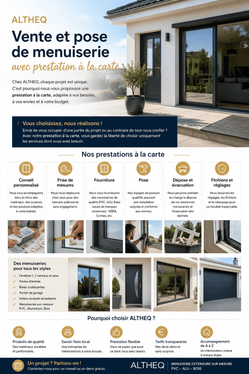 Vente et pose de menuiseries : avec ALTHEQ, choisissez une prestation à la carte